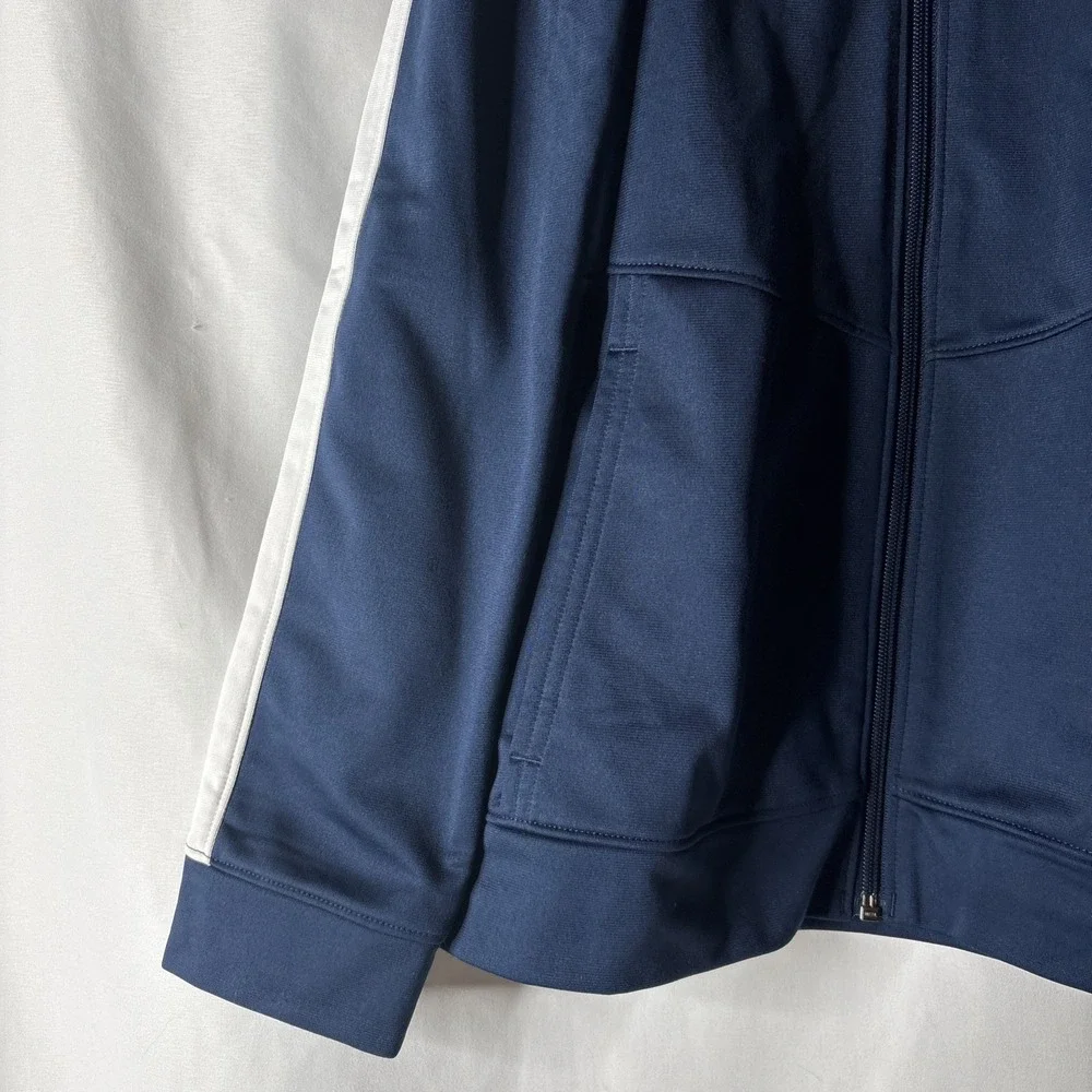 Under Armour Youth Large Pennant Full Zip Up Navy Blue Track Jacket White Stripe